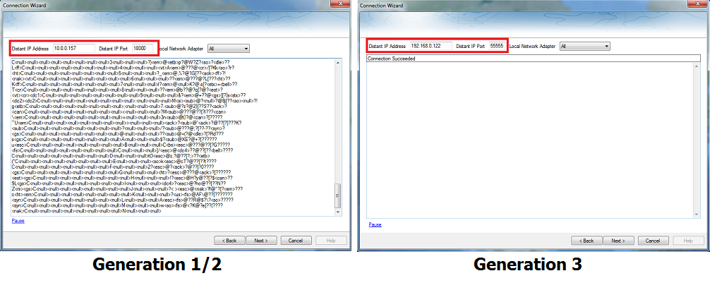 Connexion WASSP génération 1, 2 et 3