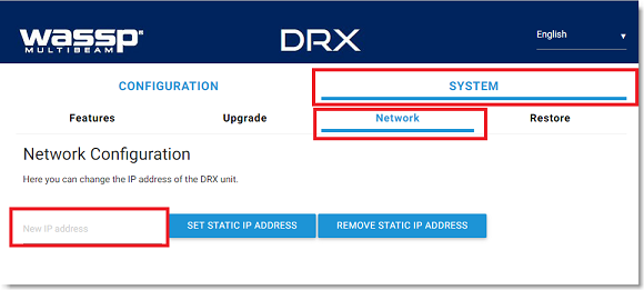 page de configuration du DRX