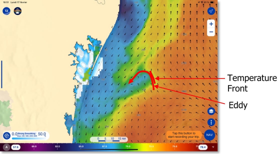 current is represented by arrows above the SST